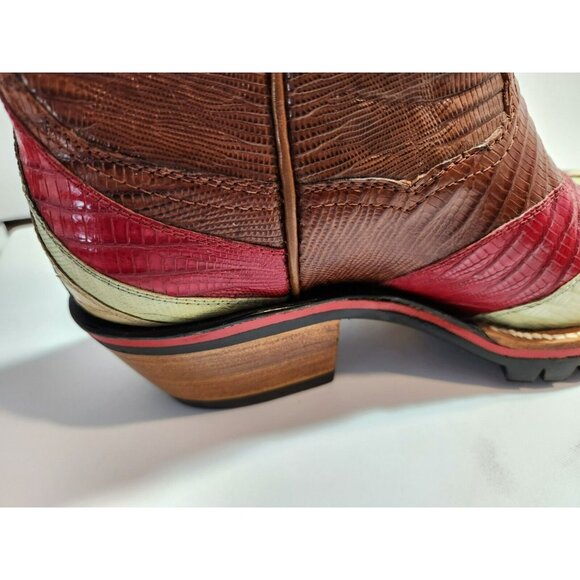 Mario Garcia Mens Handmade Custom Multicolored Lizard Boots 8.5B Oil Resistant - Picture 7 of 15